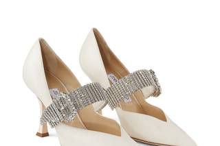 scarpe da sposa Jimmy Choo con fascia glitterata