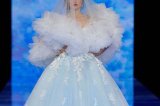 abito da sposa colorato azzurro chiaro