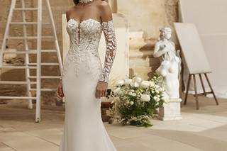 abito da sposa con scollo a cuore taglio a sirena in pizzo