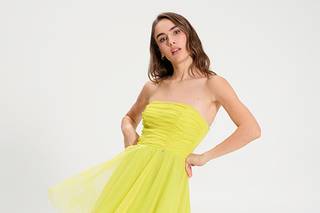 abito in tulle giallo-abiti eleganti da cerimonia