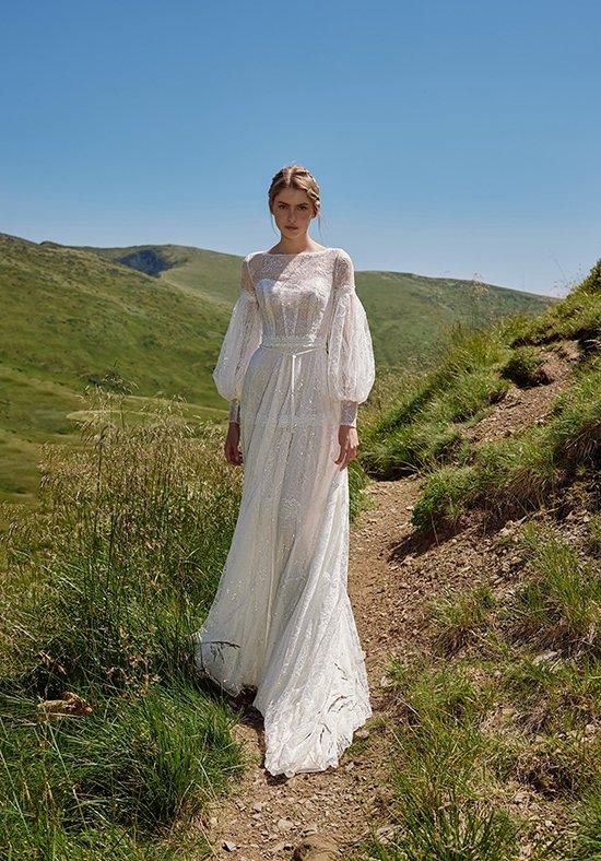 abito da sposa vintage in pizzo con maniche a palloncino lunghe