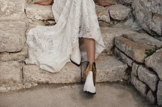 Abito da sposa maniche tre quarti boho chic