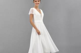 abito da sposa vintage con gonna midi a campana