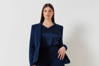 tailleur giacca e pantalone blu notte