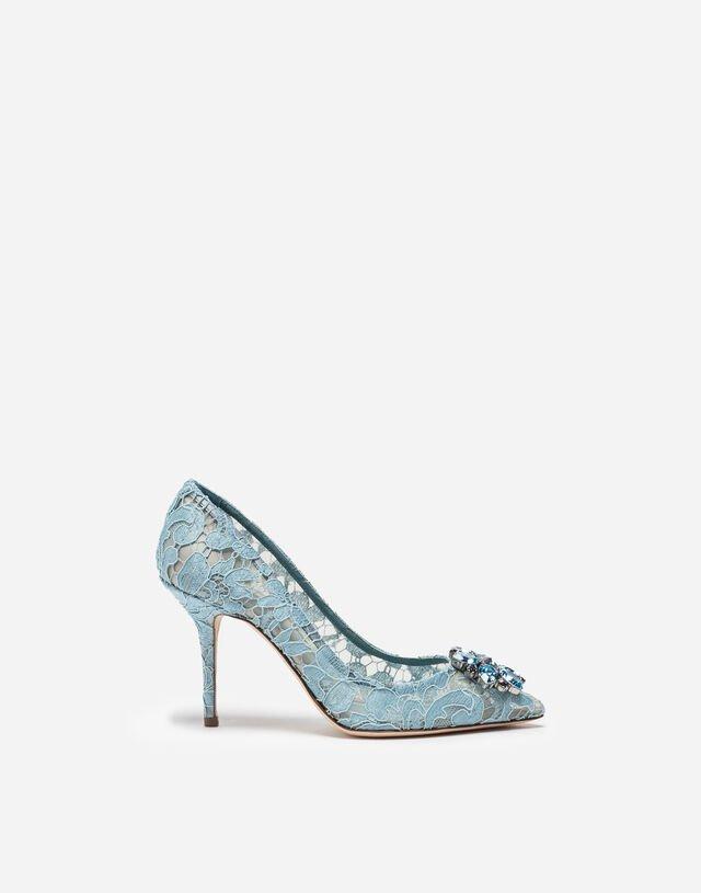 pumps celeste di pizzo