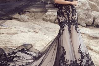 abito da sposa colorato sabbia e nero
