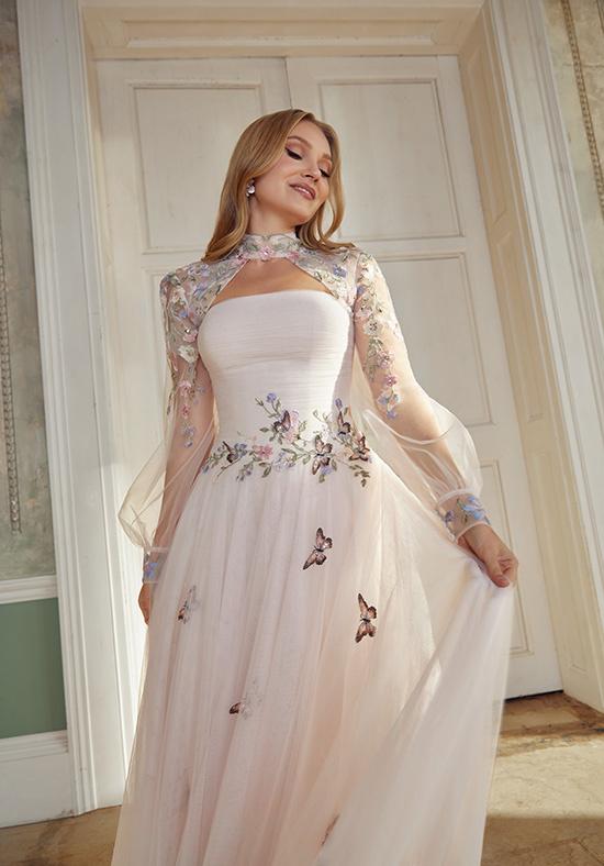 abito da sposa con maniche rimovibili