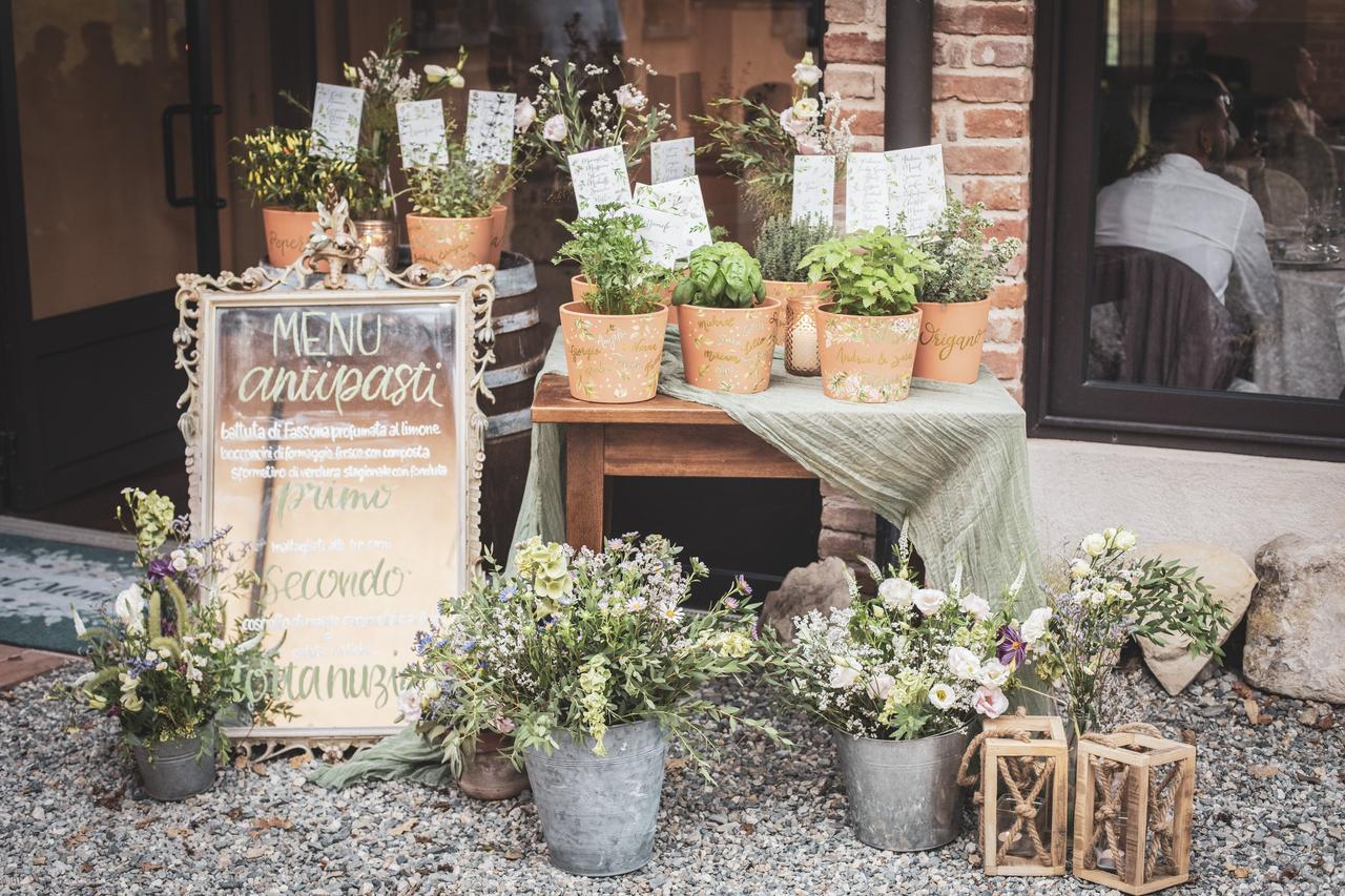 matrimonio tema verde menù