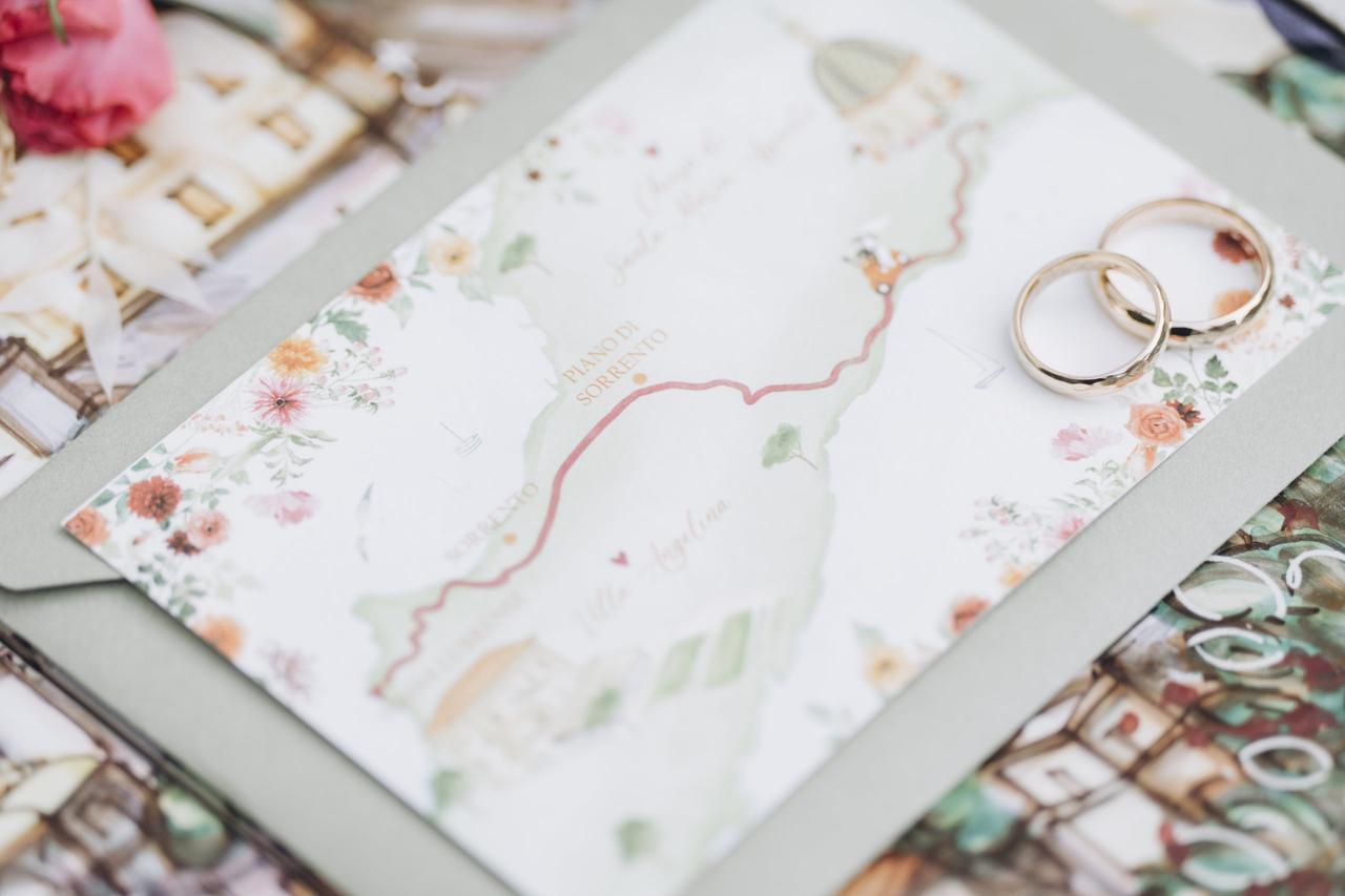 mappa disegnata nella partecipazione per raggiungere la location e fedi- cosa scrivere sulle partecipazioni di matrimonio