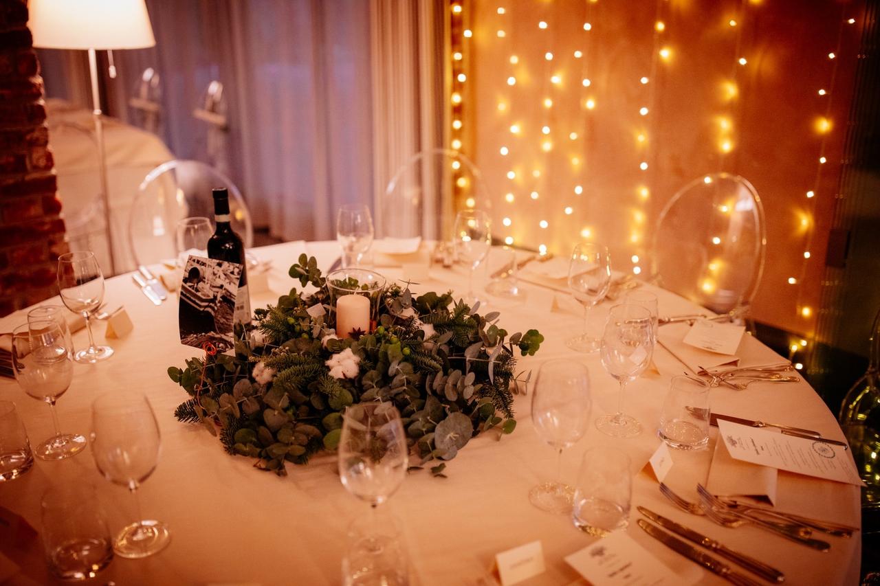 decorazione dei tavoli per matrimonio in inverno