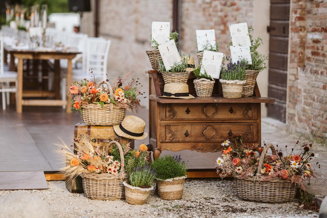 Segnaposto floreale per un matrimonio all'insegna della natura