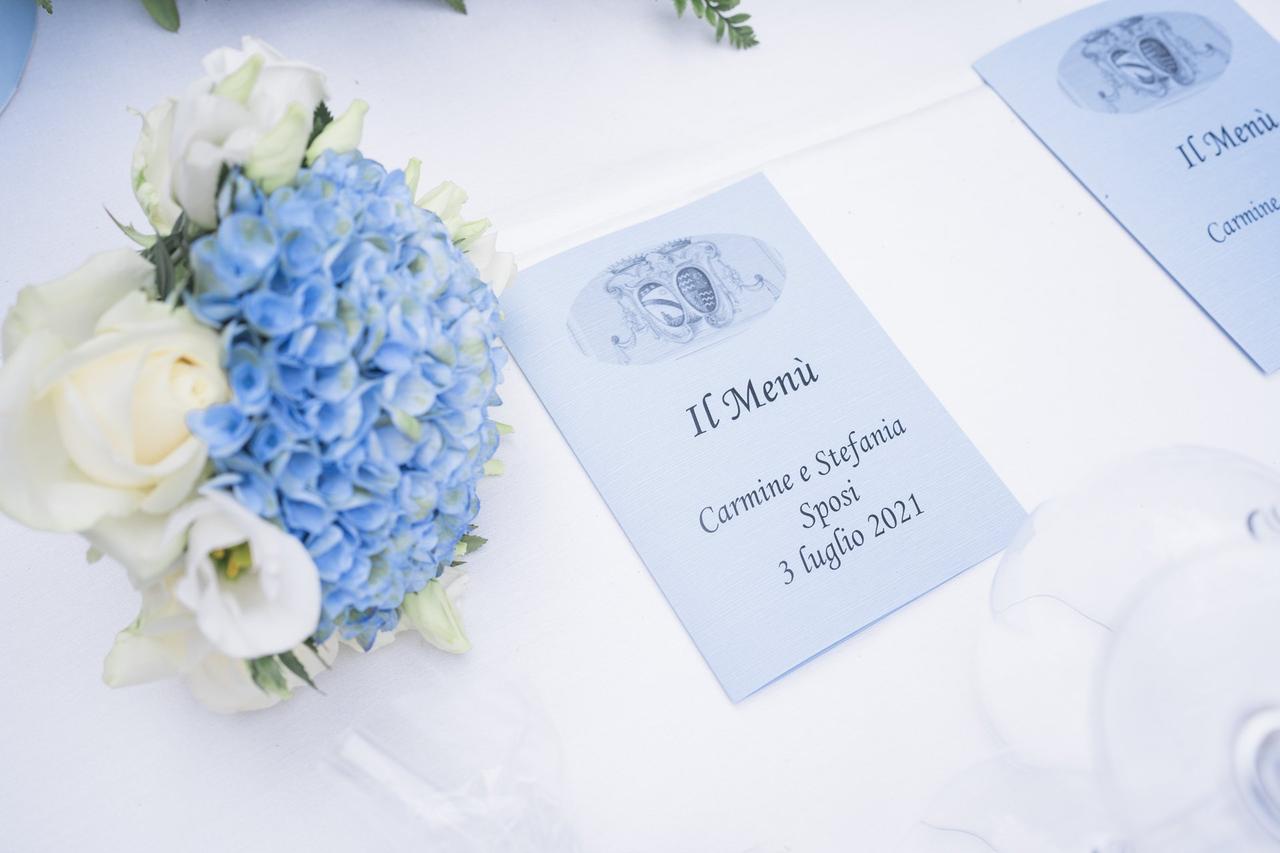 menù di matrimonio azzurro