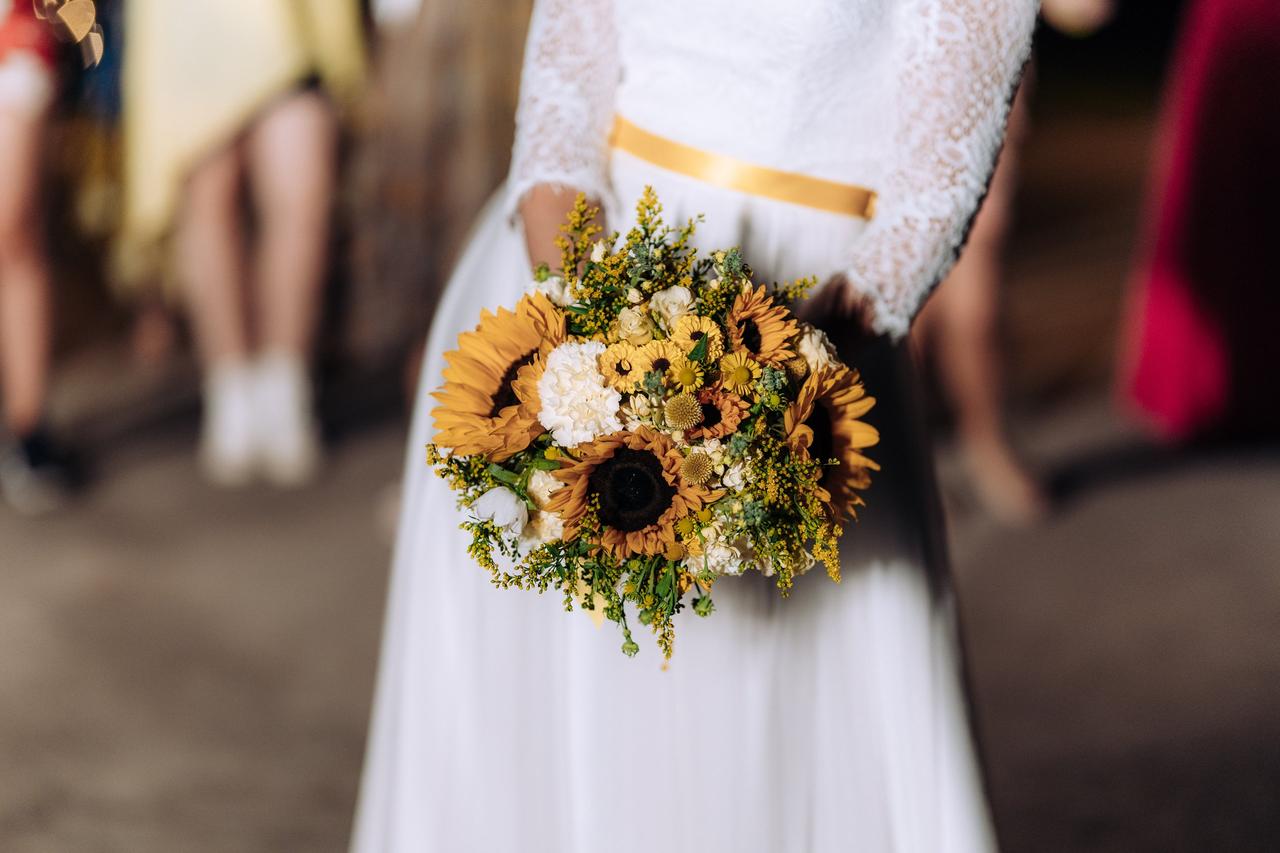 COHEALI Fiore Di Girasole Finto Girasole Bouquet a Cascata Di Girasoli  Bouquet Sposa Sposa Girasoli Con Steli Fiori Di Campo Finti Bouquet Finto