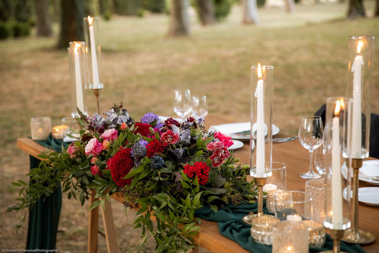 centrotavola fiori matrimonio con candele