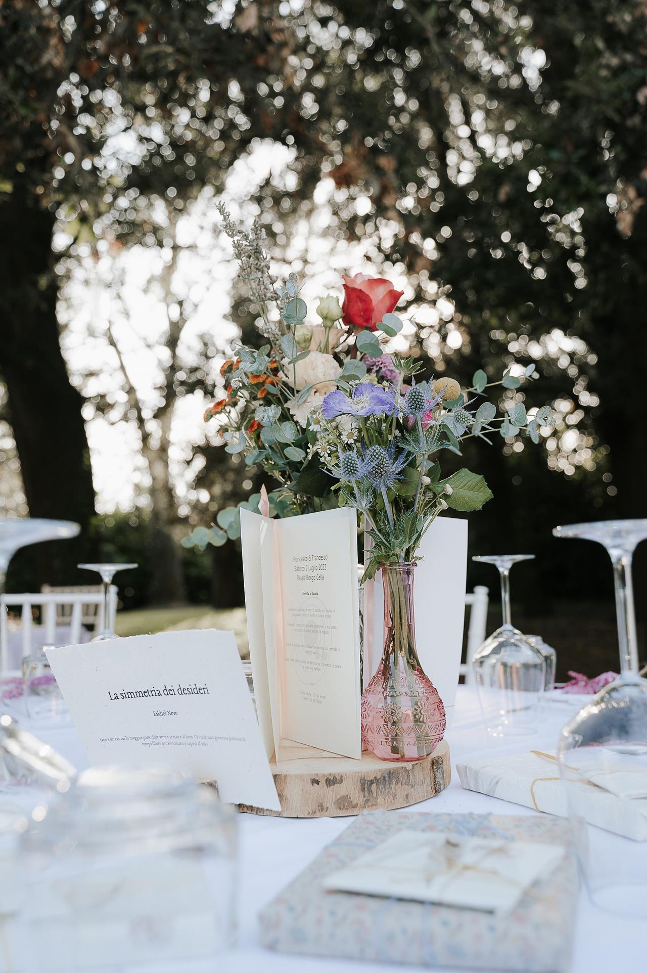 centrotavola fiori matrimonio vaso di vetro