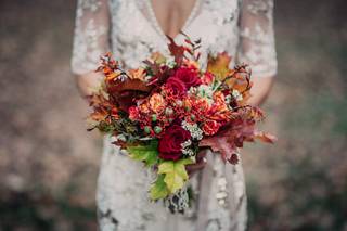 bouquet sposa boho chic toni del rosso