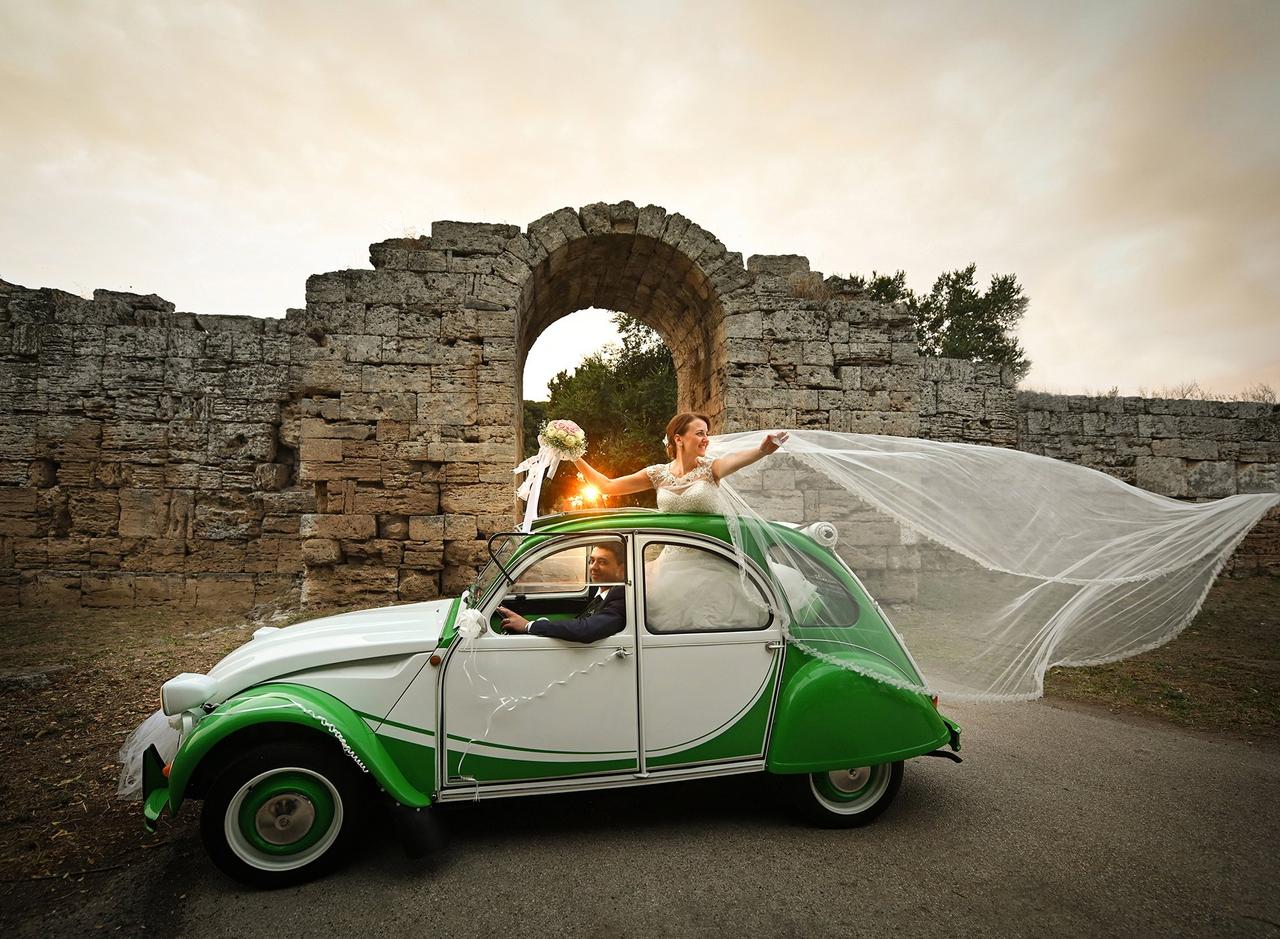 matrimonio tema verde mezzo di trasporto