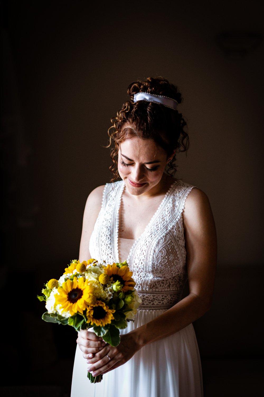 bouquet da sposa con girasoli