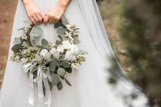 hoop bouquet con foglie-bouquet autunnale