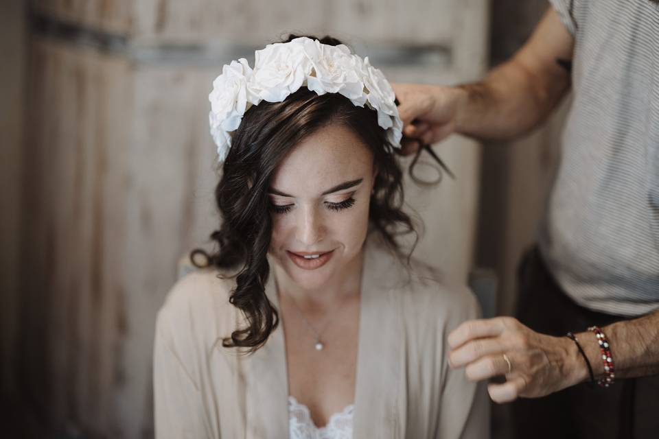 cerchietto per capelli con strass per sposa