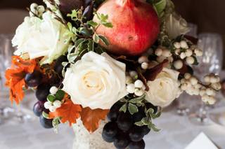 centrotavola con frutta e fiori mele