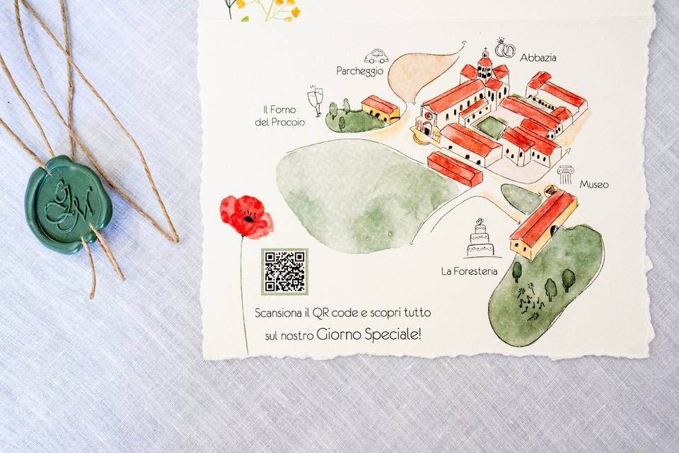 partecipazioni matrimonio con iban e informazioni sulla cerimonia con QR code