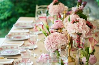 mise en place matrimonio tema rosa