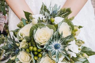 bouquet sposa boho chic bianco e verde