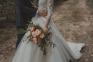 bouquet sposa boho chic sui toni dell'arancio