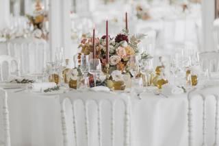 mise en place matrimonio tema rosa