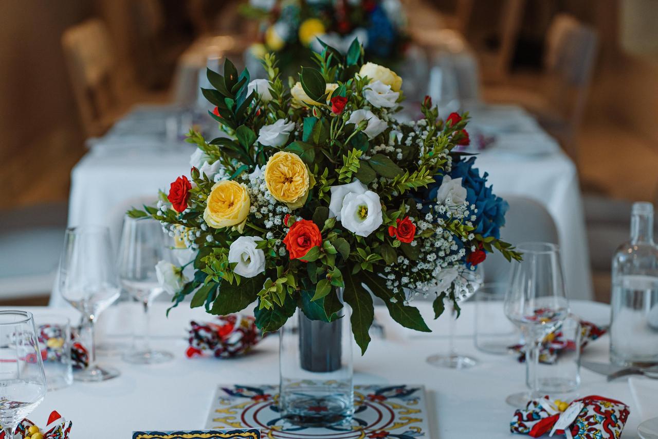 composizione floreale centrotavola matrimonio