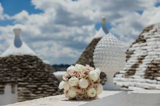 bouquet da sposa semplice bianco e rosa