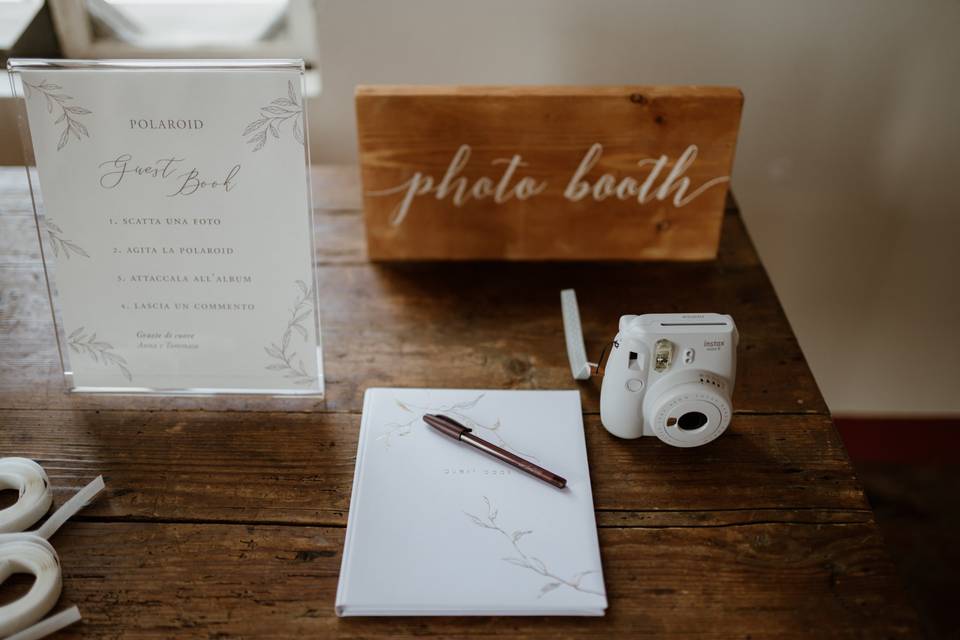 guestbook matrimonio e photobooth con polaroid