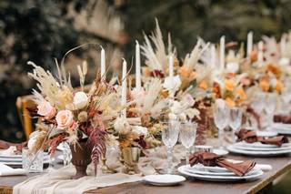 centrotavola matrimonio autunno con pampas