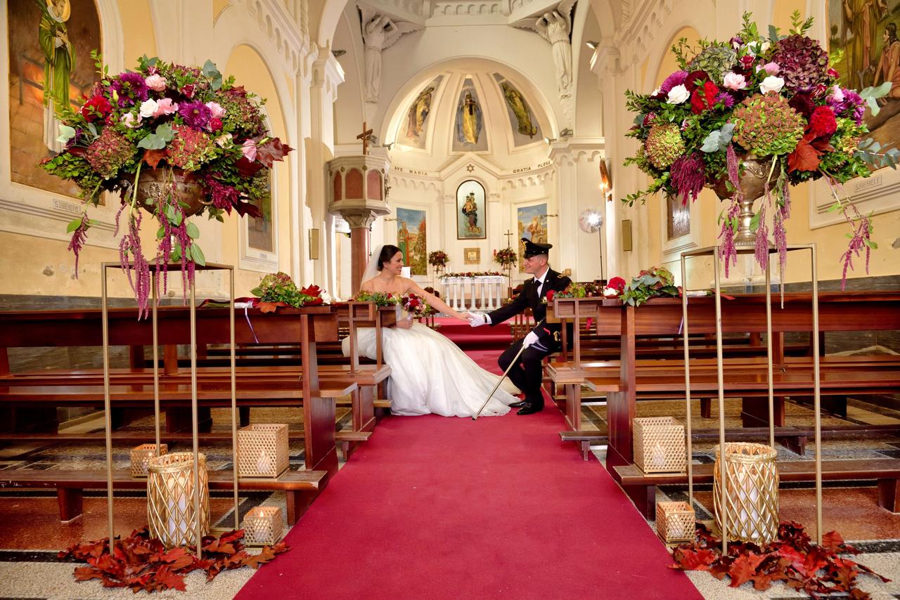 allestimento floreale chiesa autunnale