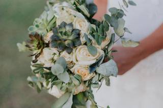 bouquet sposa boho chic con foglie