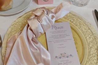 mise en place matrimonio oro e rosa