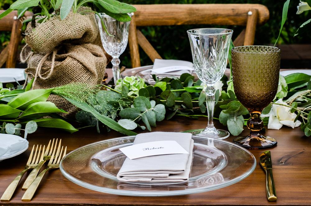 mise en place matrimonio rustic