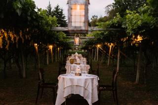 allestimento tavoli in vigna