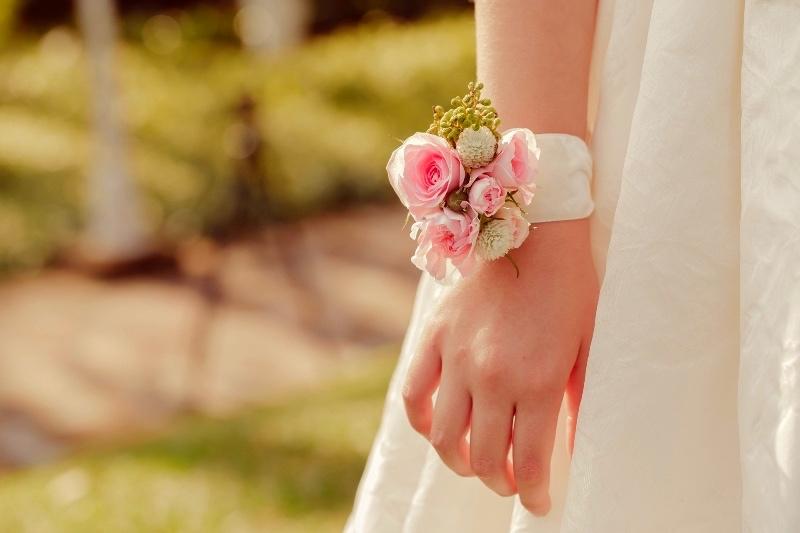 festa Red 2PCS cinturino fiore bracciale da sposa con cinturino a forma di fiore decorativo mano nastro fiore per matrimonio 