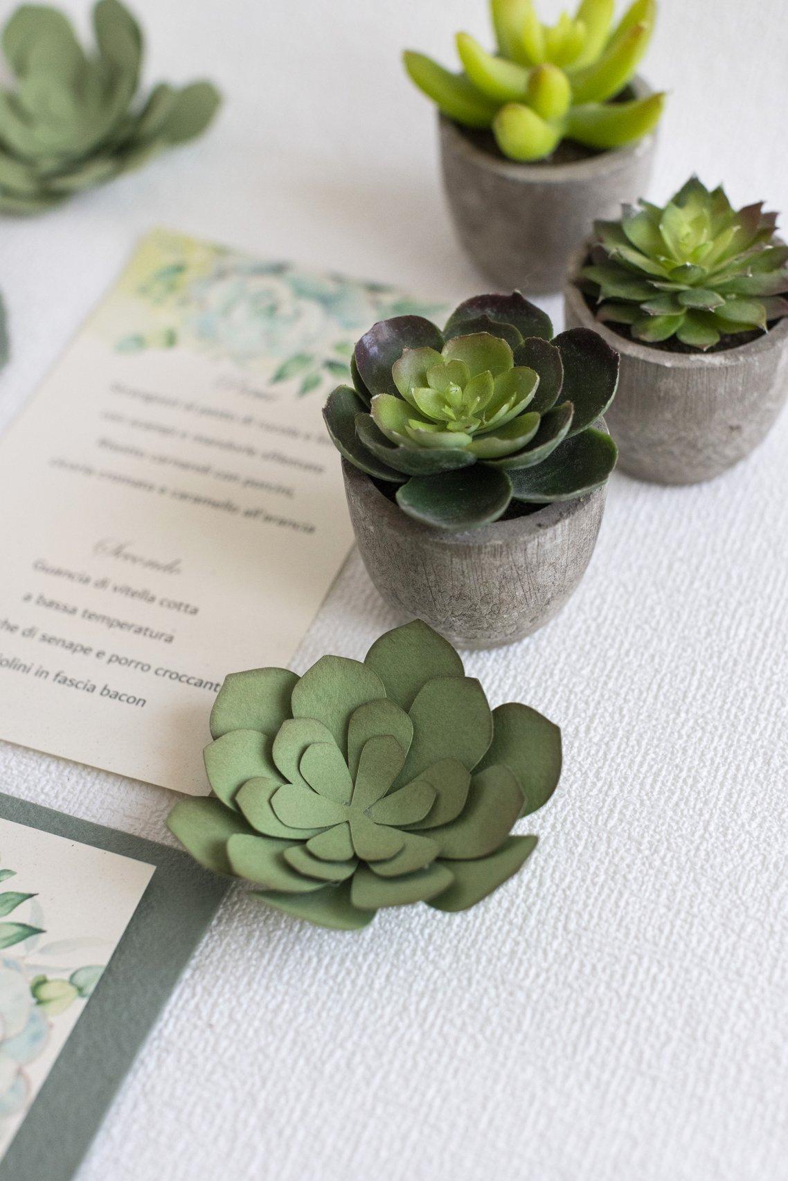 segnaposto matrimonio dai da te con piante grasse