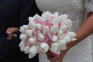 bouquet sposa tulipani bianchi e rosa