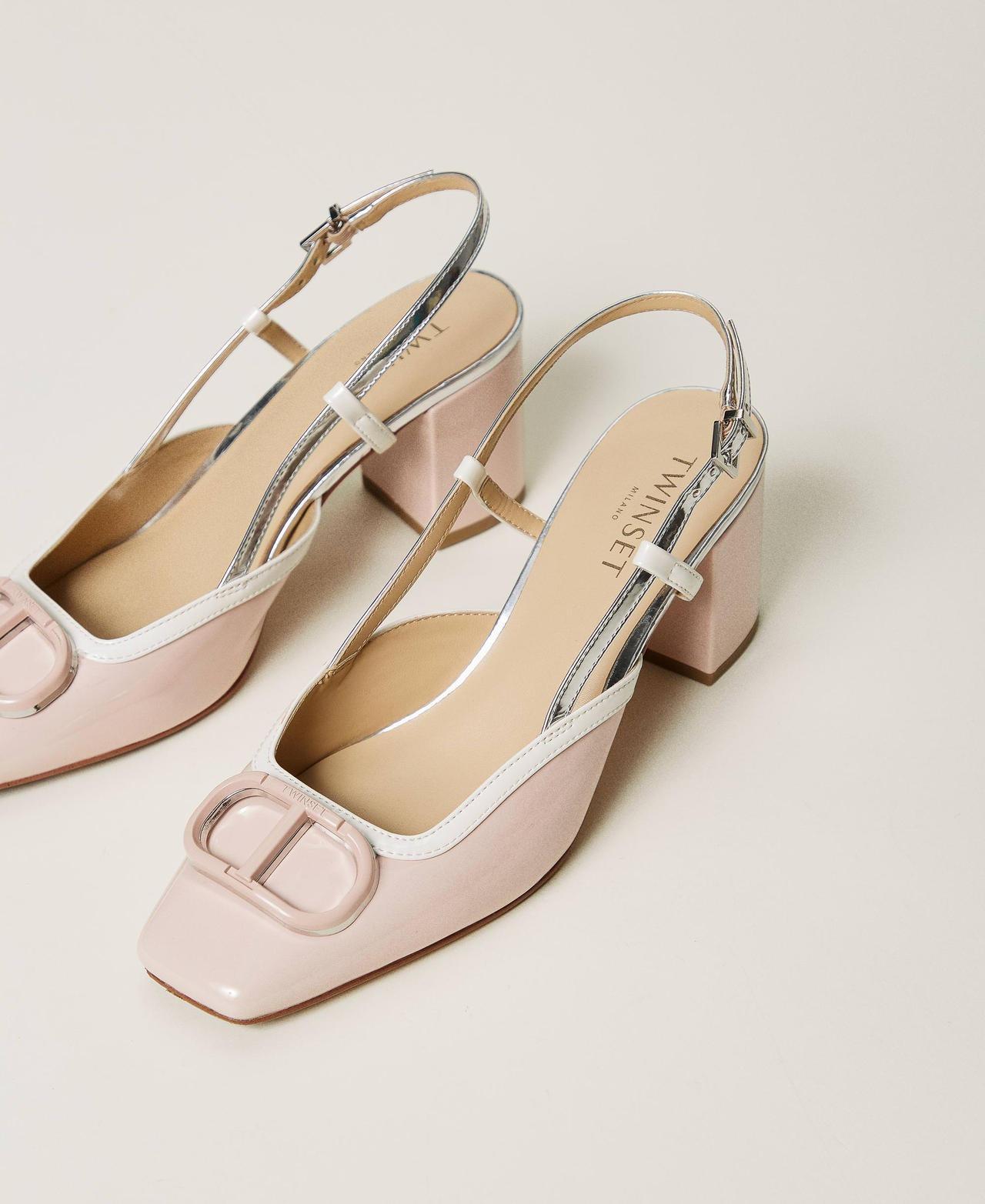 scarpe da sposa colorate rosa e bianche modello slingback