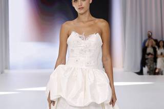 abito da sposa 2 in 1 scollo a cuore, gonna corta a palloncino e tulle sotto lungo