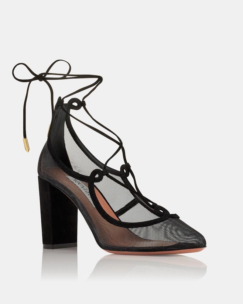 scarper per matrimonio invitata corset heels nere con tacco largo