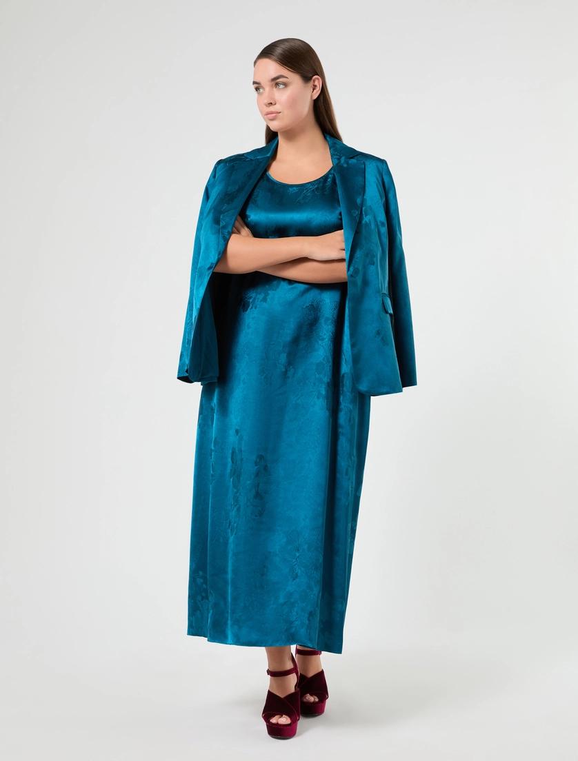 abito cerimonia donna curvy a tubino con giacca verde petrolio