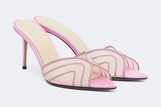 sandali gioiello matrimonio sabot rosa con tomaia con cristalli
