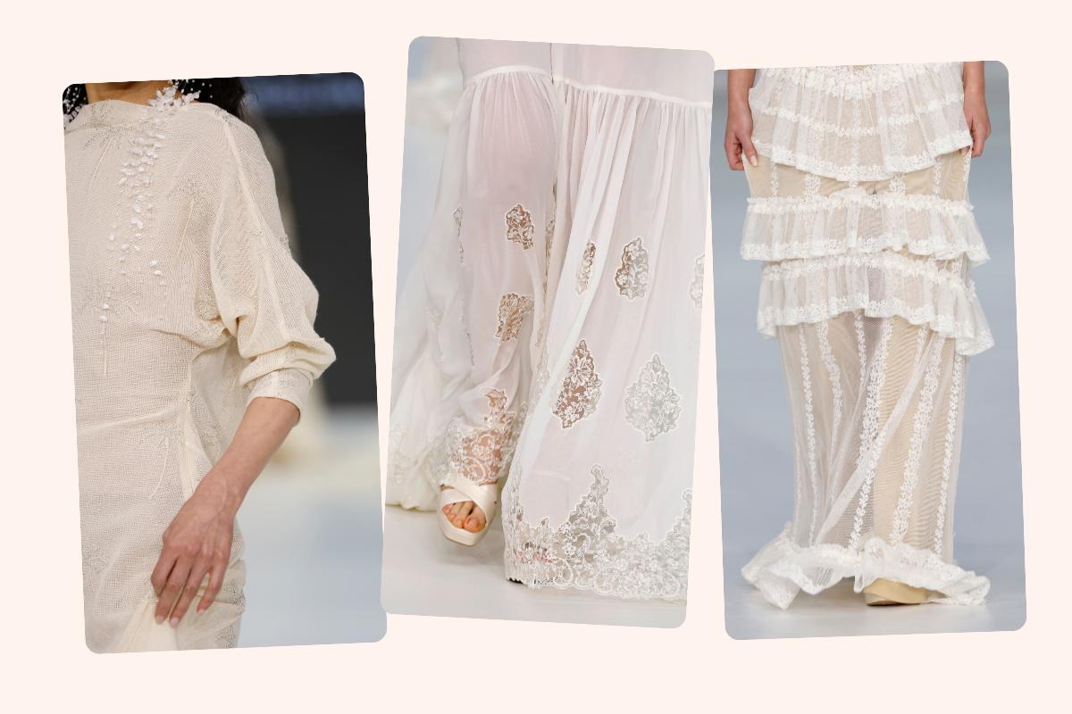 3 abiti da sposa boho chic, uno in lino, uno in chiffon e uno in pizzo