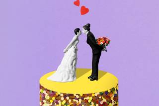 cake topper con due spose in porcellana