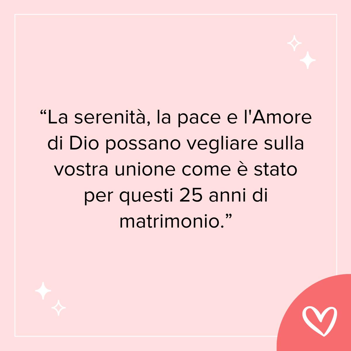 frase religiosa per auguri 25 anni di matrimonio